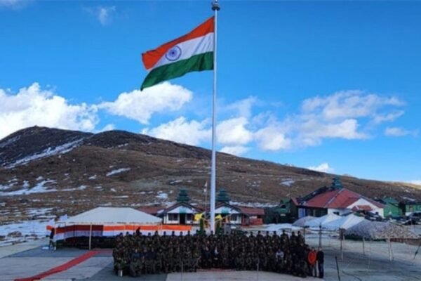 A 73-foot-tall national flag was hoisted as a symbol of national pride and unity in Tawang district