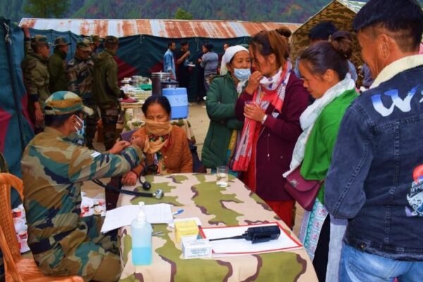 Free medical camps are held in villages near the border between China and India